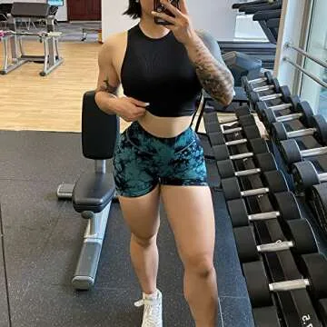 MOOSLOVER Women Seamless Booty Biker Shorts Scrunch Butt Lifting High Waisted Workout Shorts(M,#3 Blue Tie-dye-3")