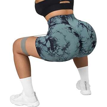 MOOSLOVER Women Seamless Booty Biker Shorts Scrunch Butt Lifting High Waisted Workout Shorts(M,#3 Blue Tie-dye-3")