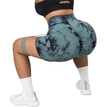 MOOSLOVER Women Seamless Booty Biker Shorts Scrunch Butt Lifting High Waisted Workout Shorts(M,#3 Blue Tie-dye-3")