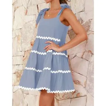 ZESICA Women's Summer Mini Dress - Spaghetti Straps & Smocked Back