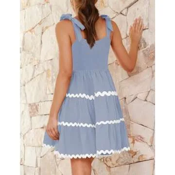 ZESICA Women's Summer Mini Dress - Spaghetti Straps & Smocked Back