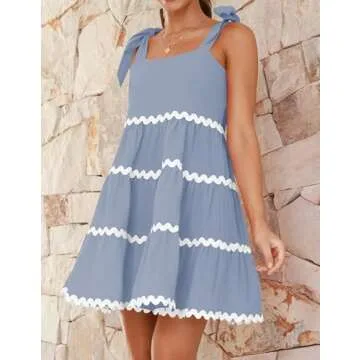 ZESICA Women's Summer Mini Dress - Spaghetti Straps & Smocked Back