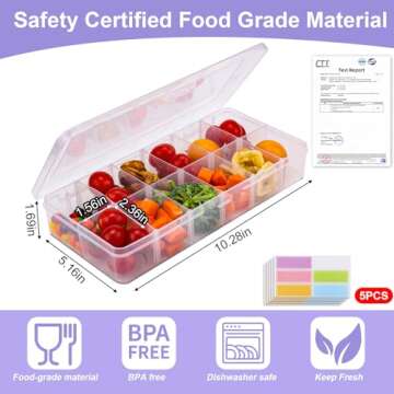 AIERSA Reusable Snack Containers with Lids,Snack Box Containers for Kids-12 Compartments,Adjustable ...