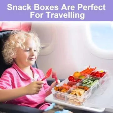 AIERSA Reusable Snack Containers with Lids,Snack Box Containers for Kids-12 Compartments,Adjustable Divided Snack Box with 30 Labels for School,Work and Travel (1 Pack)
