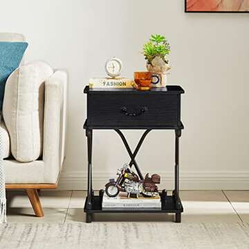 VECELO Stylish Nightstands Set of 2 with Drawer for Home