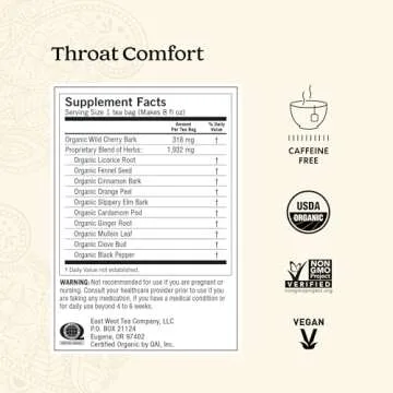 Yogi Tea Throat Comfort Tea - 16 Tea Bags per Pack (4 Packs) - Herbal Tea for Throats - Organic Throat-Soothing Tea - Includes Licorice Root, Wild Cherry Bark, Slippery Elm Bark & More