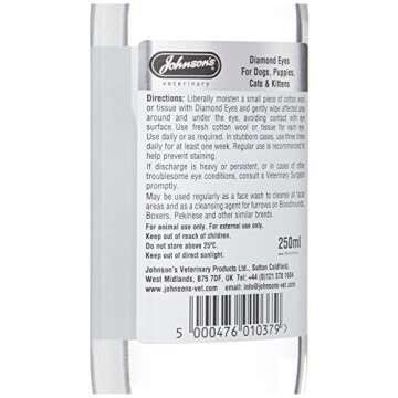 Johnsons Diamond Eyes Cat Dog Tear Stain Remover 250Ml - Gentle Cleaner for Your Pets