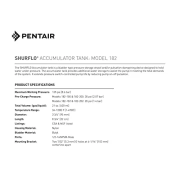 Shurflo 181-201 Accumulator Tank for Smooth Water Pressure