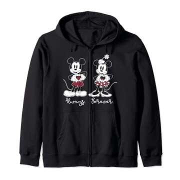 Disney Mickey And Friends Mickey And Minnie Always Forever Zip Hoodie