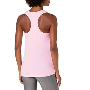 Amazon Essentials Women's Tech Stretch Racerback Tank Top (Available in Plus Size), Pack of 2, Black Space Dye/Light Pink, Small