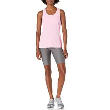 Amazon Essentials Women's Tech Stretch Racerback Tank Top (Available in Plus Size), Pack of 2, Black Space Dye/Light Pink, Small