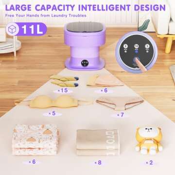 INTERGREAT 11L Mini Portable Washing Machine,Small Washer with Dryer for Baby Clothes and Underwear,...