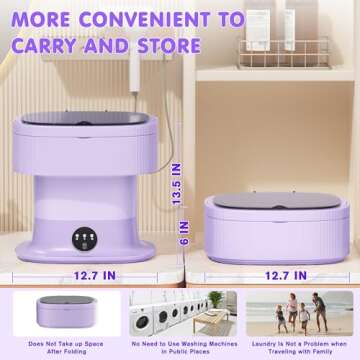 INTERGREAT 11L Mini Portable Washing Machine,Small Washer with Dryer for Baby Clothes and Underwear, Foldable Portable Laundry Machine for RV,Apartments,Travel,Camping,Dorm,Purple