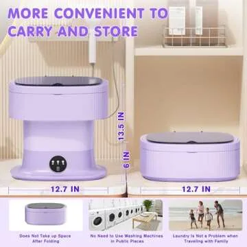 INTERGREAT 11L Mini Portable Washing Machine,Small Washer with Dryer for Baby Clothes and Underwear, Foldable Portable Laundry Machine for RV,Apartments,Travel,Camping,Dorm,Purple