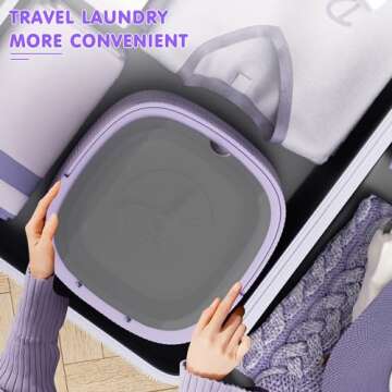 INTERGREAT 11L Mini Portable Washing Machine,Small Washer with Dryer for Baby Clothes and Underwear, Foldable Portable Laundry Machine for RV,Apartments,Travel,Camping,Dorm,Purple