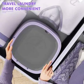 INTERGREAT 11L Mini Portable Washing Machine,Small Washer with Dryer for Baby Clothes and Underwear, Foldable Portable Laundry Machine for RV,Apartments,Travel,Camping,Dorm,Purple