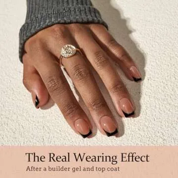 BTArtboxnails XCOATTIPS French Tip Nails - 160pcs Short Square Black French Tip Press on Nails, Fren...