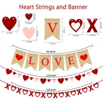 4Pcs Valentines Day Decorations Set Love Heart XO Garlands Banner for Engagement Wedding Party Home ...