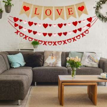 Valentine's Day Decoration Set Love Heart XO Garlands Banner