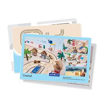 Guidecraft Double-Sided Roadway System - 42 Puzzle Pieces and 5 Double-Sided Inspiration Cards: Building and Construction for Kids