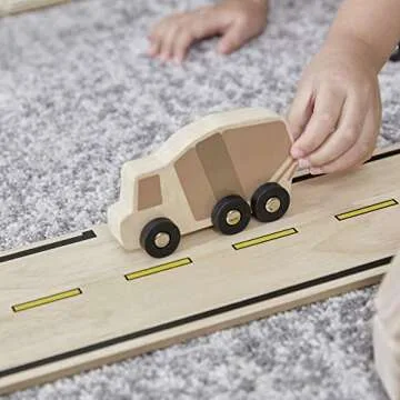 Guidecraft Double-Sided Roadway System - 42 Puzzle Pieces and 5 Double-Sided Inspiration Cards: Building and Construction for Kids