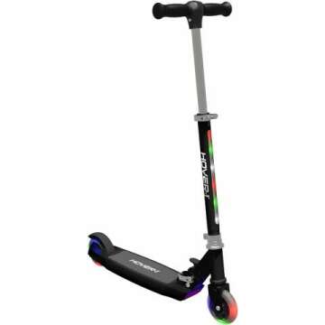 Hover-1 Lunar Kids Folding Kick Scooter with Color-Changing LED Light Up Wheels, Foot Brake, Adjusta...