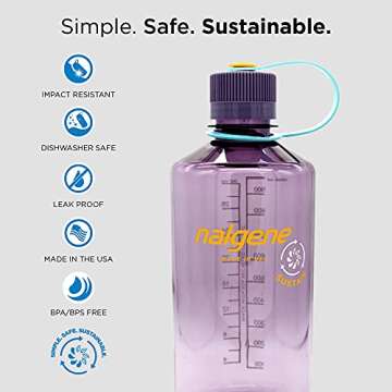 Nalgene Tritan Narrow Mouth BPA-Free Water Bottle, Clementine, 32 oz