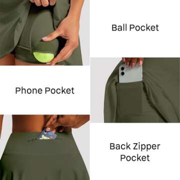 LXNMGO Women's High Waist Pleated Tennis Skirt with 4 Pockets Lightweight Athletic Golf Skorts Skirts for Running Workout Army Green, L