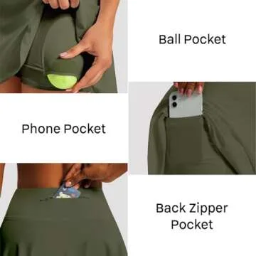 LXNMGO Women's High Waist Pleated Tennis Skirt with 4 Pockets Lightweight Athletic Golf Skorts Skirts for Running Workout Army Green, L