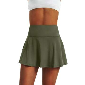 LXNMGO Women's High Waist Pleated Tennis Skirt with 4 Pockets Lightweight Athletic Golf Skorts Skirts for Running Workout Army Green, L