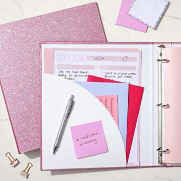Sparkly Pink 3 Ring Binder Set for Stylish Organization