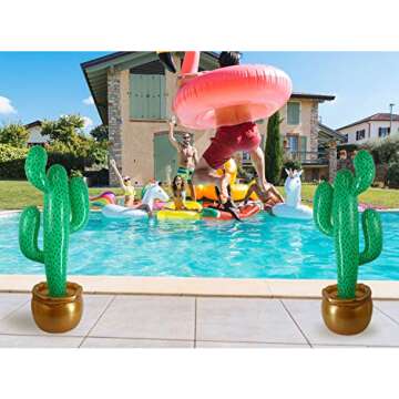 GiftExpress 2 Pack Inflatable 36" Cactus Prop Décor for Mexicano Fiesta Theme Party Decorations, Ci...