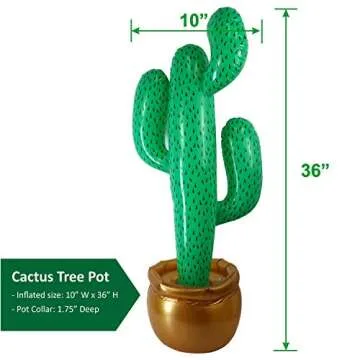 GiftExpress 2 Pack Inflatable 36" Cactus Prop Décor for Mexicano Fiesta Theme Party Decorations, Cinco De Mayo Prop, Hawaiian Pool Party, Desert Western Cowboy Theme Party (36" - 2 Pack)