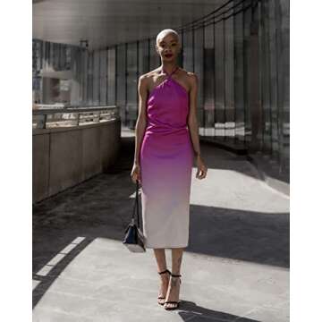 The Drop Women's Orchid Ombre Print Stretch Satin Midi Dress by @signedblake, M