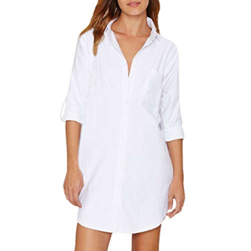 Stylish Auxo Long Sleeve Button Down Shirt Dress for Women