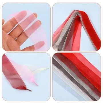 Ribbon Shoe Laces Women, 10 Pairs Silk Shoe Laces for Sneakers Flat Snow Yarn Shoelaces Rope Bling Shoe Strings Replacement Multicolor Transparent Ribbon Laces for Women Girls Sneakers Shoes, 47 In