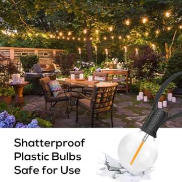 Banord 100FT G40 Globe String Lights, 2700K LED Outdoor Patio Lights String with 50 Dimmable Shatterproof Bulbs, Waterproof Connectable Hanging Lights for Backyard Porch Balcony Party, E12 Socket Base