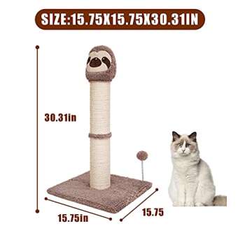 Poils bebe Cat Scratching Post, 30.3’’ Tall Bradypot Scratcher Cat Furniture with Spring Ball fo...