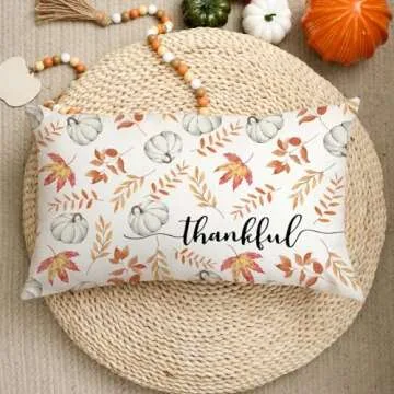 AACORS Fall Pillow Cover 12x20 Inch Pumpkin Maple Leaves Decor Autumn Seasonal Pillow Case Thanksgiv...