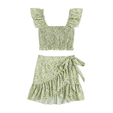 MakeMeChic Women's Floral Two Piece Cami and Skirt Set