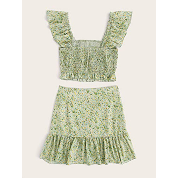 MakeMeChic Women's Floral Two Piece Cami and Skirt Set