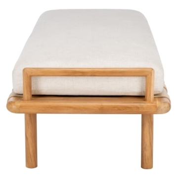 Stylish SAFAVIEH Teak & Leather Bench for Elegant Spaces