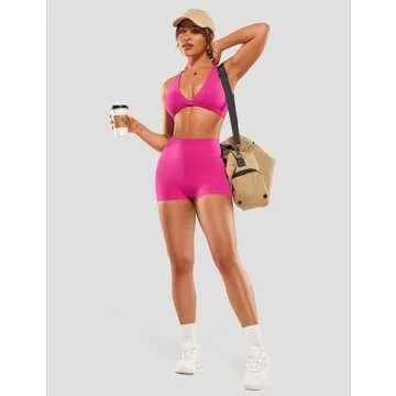 VANTONIA Womens Scrunch Butt Biker Shorts 2" - No Front Seam High Waisted Workout Booty Shorts Buttery Soft Hibiscus Purple Large