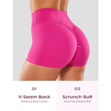 VANTONIA Womens Scrunch Butt Biker Shorts 2" - No Front Seam High Waisted Workout Booty Shorts Buttery Soft Hibiscus Purple Large