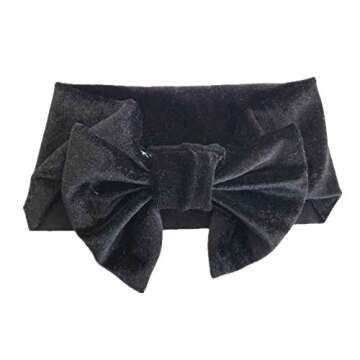 SuperiMan Big Size Wide Band Velvet Headband for Baby,Toddler Girls Bows Turban Head Wrap Hair Bands Photography Props Hairband , Black+navy+wine Red+dark Green+pink ,Small