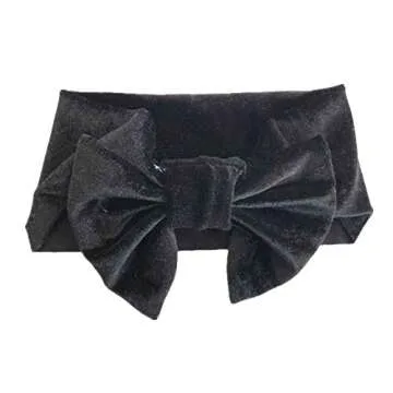 SuperiMan Big Size Wide Band Velvet Headband for Baby,Toddler Girls Bows Turban Head Wrap Hair Bands Photography Props Hairband , Black+navy+wine Red+dark Green+pink ,Small