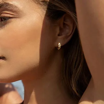 MEVECCO 18K Gold Starburst Huggie Hoop Earrings