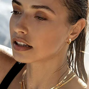 MEVECCO 18K Gold Starburst Huggie Hoop Earrings