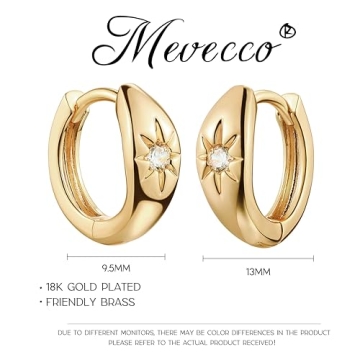 MEVECCO 18K Gold Starburst Huggie Hoop Earrings