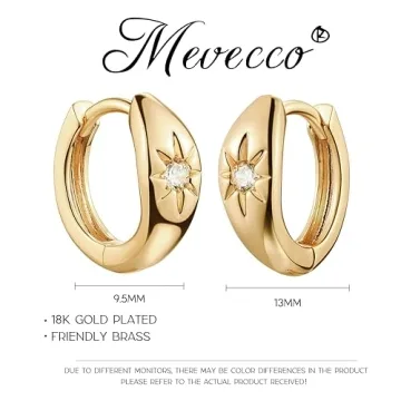 MEVECCO 18K Gold Starburst Huggie Hoop Earrings